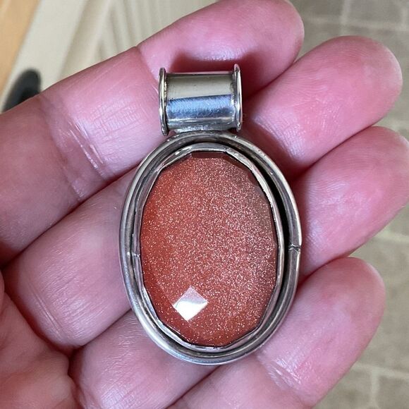 NWOT  Sterling silver 925 SUN STONE Large CHOCKER NECKLACE - Picture 1 of 15